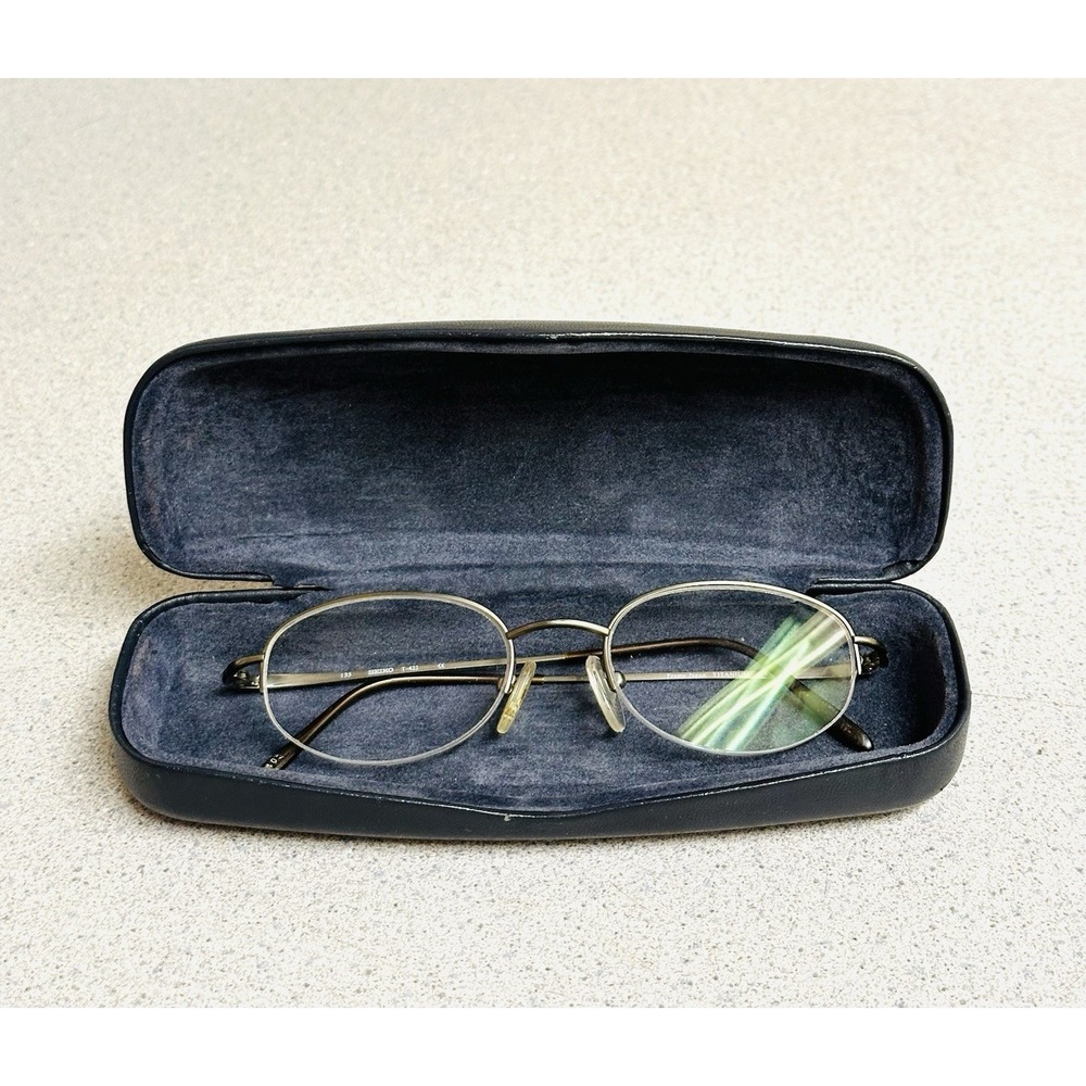 Vintage Seiko Round Half Frame Eyeglass T-422 Titanium 135 Frame Made In Japan